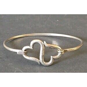 Retired James Avery Sterling Silver Heart to Heart Hook-On Bangle Bracelet 10.1g